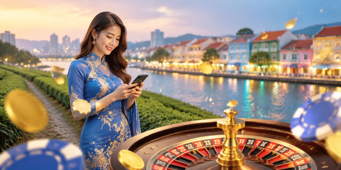Pemain berbaju kurung dari Pulau Pinang bermain loteri dan roulette dalam talian dengan gaya tempatan